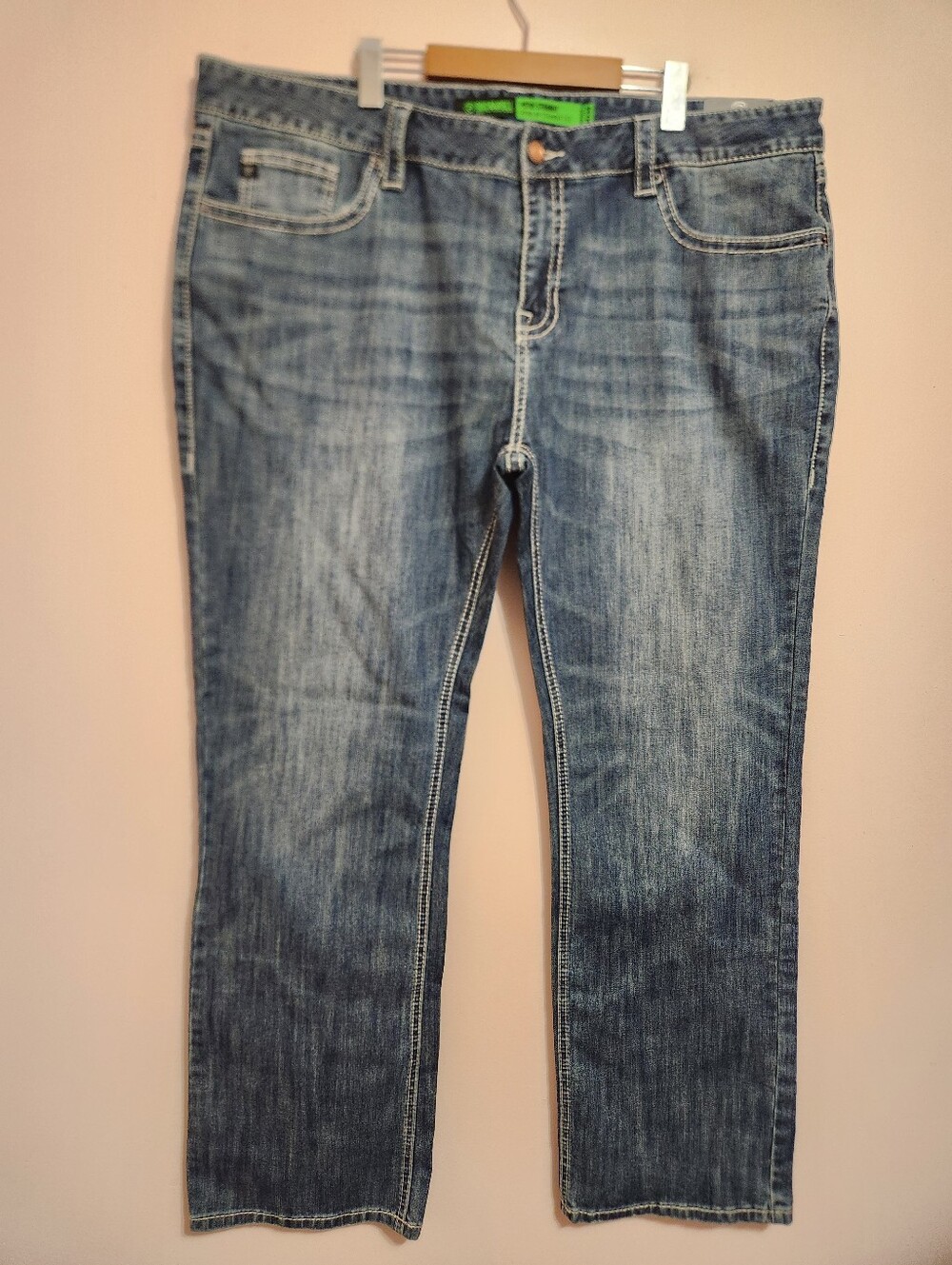 NWT Rock & Roll Denim Pistol Straight Jeans V-Embroidered Western Rodeo Mens 44